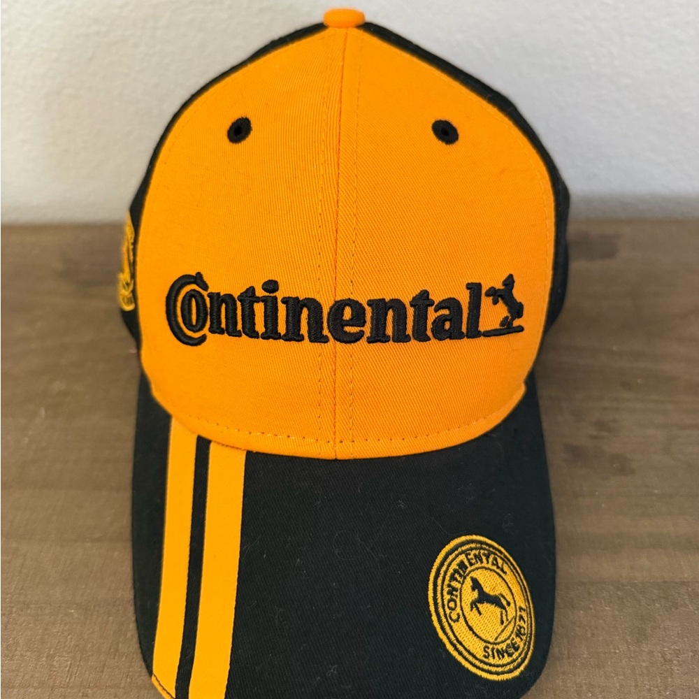 Continental Tires Hat Cap Adjustable 1871 Black Yellow Strap Back NWOT